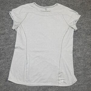 Arc'teryx Taema Crew SS Women Large Gray Lightweight Logo Short Sleeve Crewneck